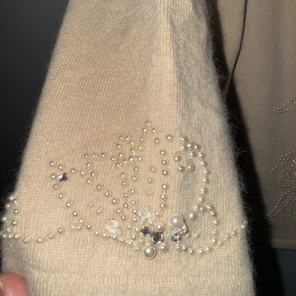 Ann Taylor Beaded Ultra Soft Angora Blend Sweater Cardigan Size XL - Picture 3 of 9